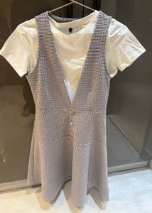 Chic Houndstooth T-shirt Dress Combo