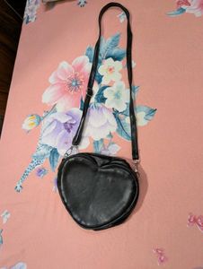 Heart-Shaped Black Sling Bag | Cute Crossbody