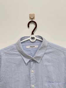 LIGHT BLUE LINEN MEN SHIRT