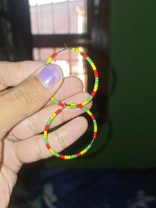 Colorful Beaded Hoop Earrings