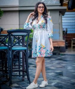Vibrant Floral Print Mini Dress