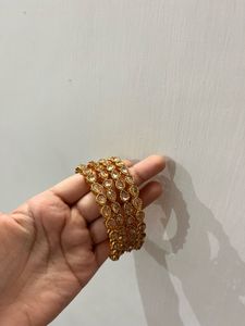 Elegant Gold-Toned Stone Bangles