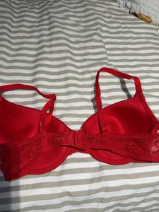 Red Lace Trim Bra
