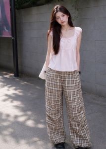 Plaid Wide Leg Pants