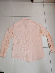 The Souled Store Men's Peach Cotton Linen Shirt