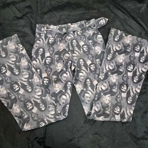 low waist y2k Print Flare Pants bootcut