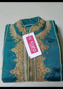 Girls Teal Embroidered Lehenga Choli Set
