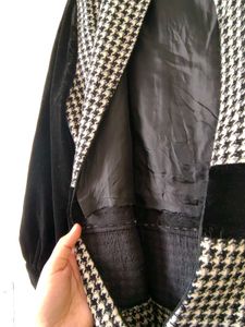 Vintage Houndstooth &amp; Velvet Dress