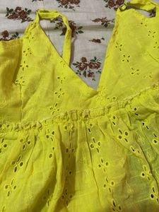 Vibrant Yellow Broderie Anglaise Top