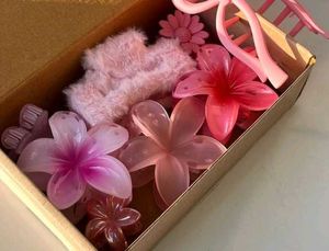 Charming Pink Flower Hair Clips & Scrunchie Set
