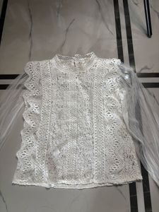 Elegant White Lace Tunic Top