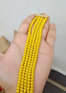 Yellow Beaded Strand Necklace