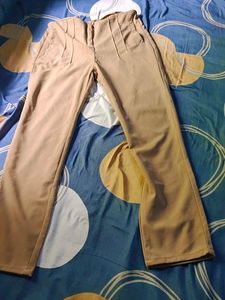 Women's Beige Wide Leg Trousers