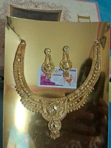 Exquisite Gold Necklace and Earring Set