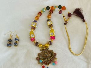 Boho Beaded Necklace & Earrings Set