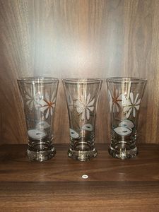 Set of 3 Vintage Floral Glasses