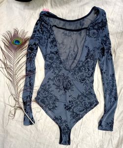 Backless Iris Hot Grey Bodysuit
