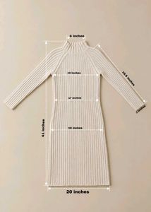 CREAM RIBBED MOCK NECK BODYCON DRESS