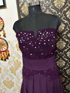 Purple Strapless Party Dress