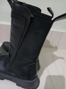 Black Chunky Platform Knee-High Boots