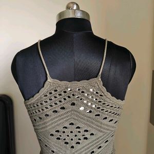 Olive color crochet dress