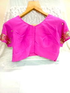 Pink Embellished Saree &amp; Blouse