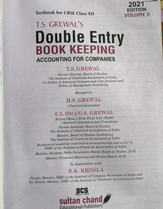 T.S. Grewal's Double Entry Book Keeping class 12th