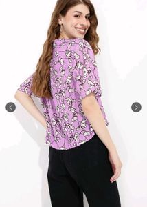DRESSBERRY Floral Print Boxy Fit Cropped Shirt