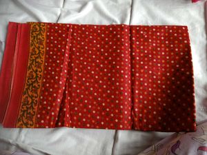 Vibrant Red Polka Dot Saree