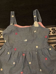 Cute Denim Floral Dress from hopscoch
