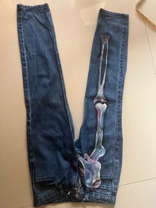 Trendy Grunge Graphic Print Jeans