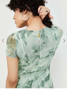 Sheer Marble Print Mesh Top