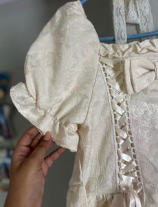 Jacquard Lace Trimmed Cottagecore Dress