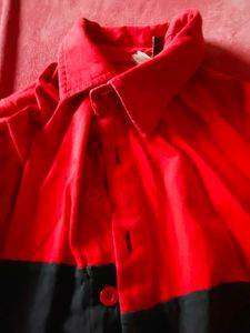 Red &amp; Black Color Block Shirt