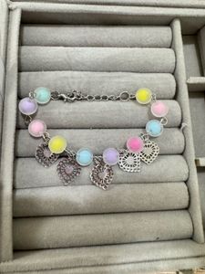 Cute Pastel Beaded Heart Charm Bracelet