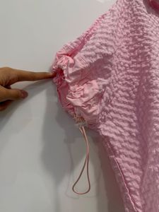 Cute Pink Textured Button-Up Shirt