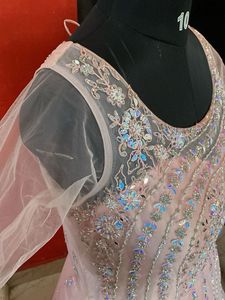 Stunning Pink Sequined Gown with shawl