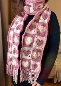 Crocheted Heart Scarf & Neck Warmer Set