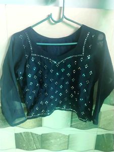 Elegant Navy Blue Sequin Lehenga