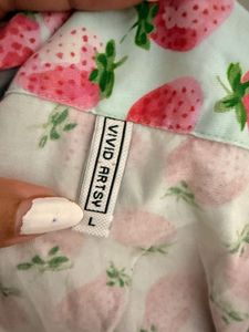 Strawberry Print Pajama Top
