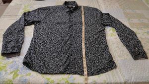 Men's Black &amp; White Patterned Long Sleeve Shirt