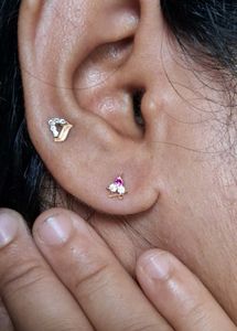 Charming Stud Earrings with Pink &amp; White Stones