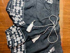 Embroidered Black Shorts