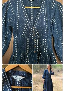 Indigo  BlockPrinted Jal Cotton Dress