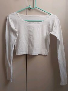 White Long Sleeve Crop Top