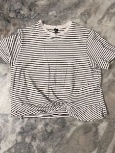 Striped Knot Front T-Shirt with pants
