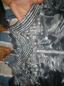 Pqrty wear Grey stylish gown with ruffles