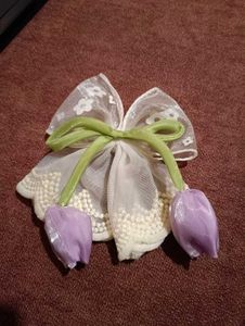Pretty Purple Tulips Bow Hair Clip
