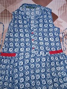 Blue Printed Sleeveless kurta