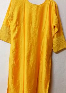Yellow Embroidered Kurti